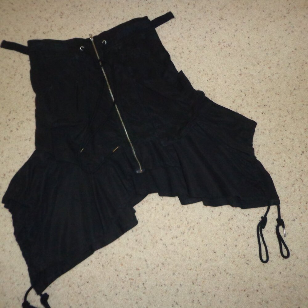 NWT Free People Paxton Parachute Utility Skirt 4 Black Zip Front Side Buckles - Picture 4 of 16